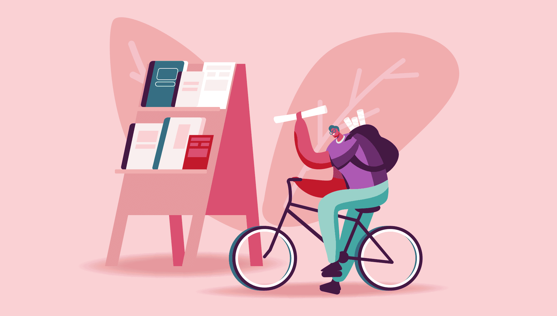 Homme en vélo livrant des publications